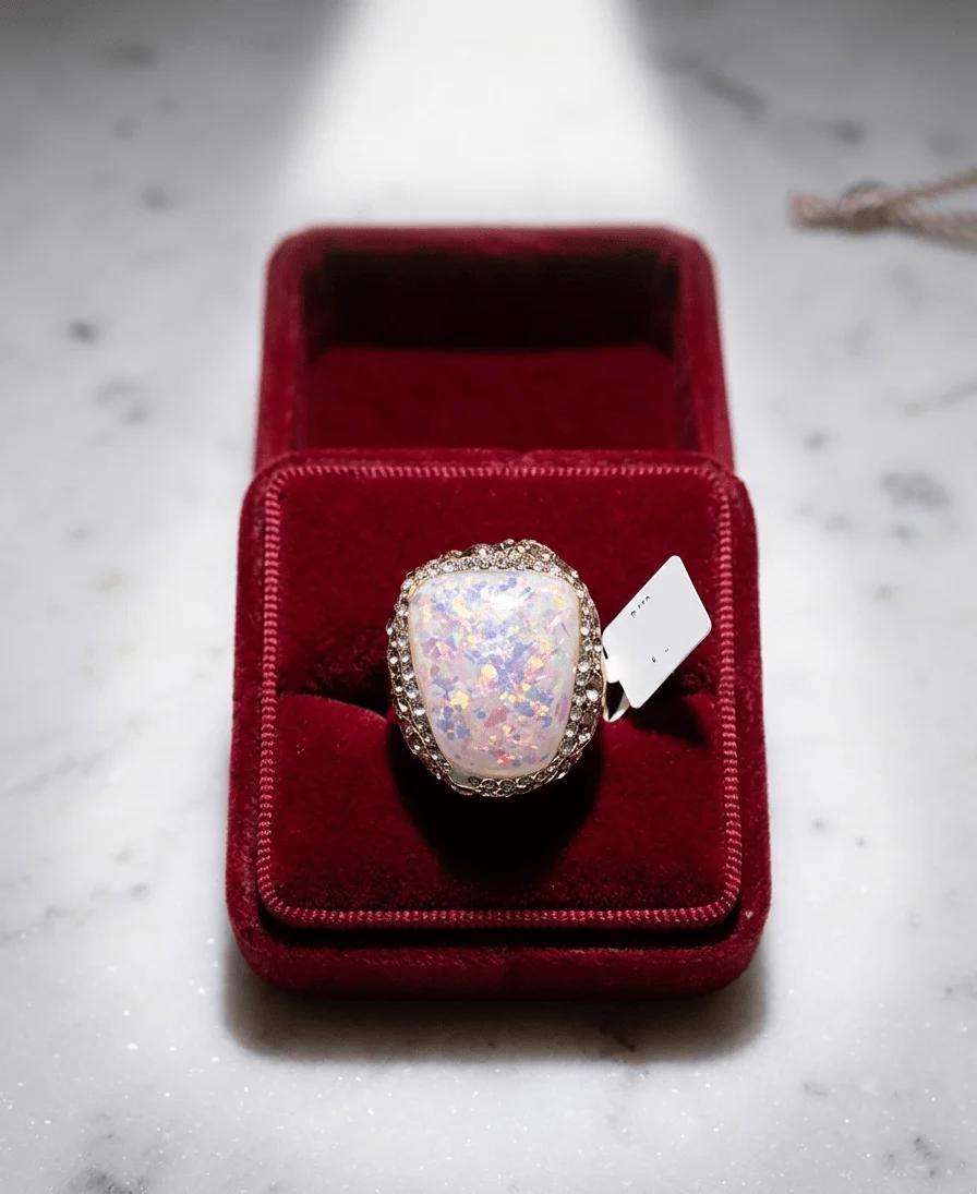 Iridescent Opal Crystal Statement Ring