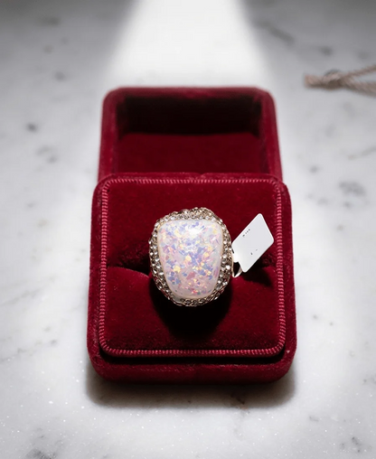 Iridescent Opal Crystal Statement Ring