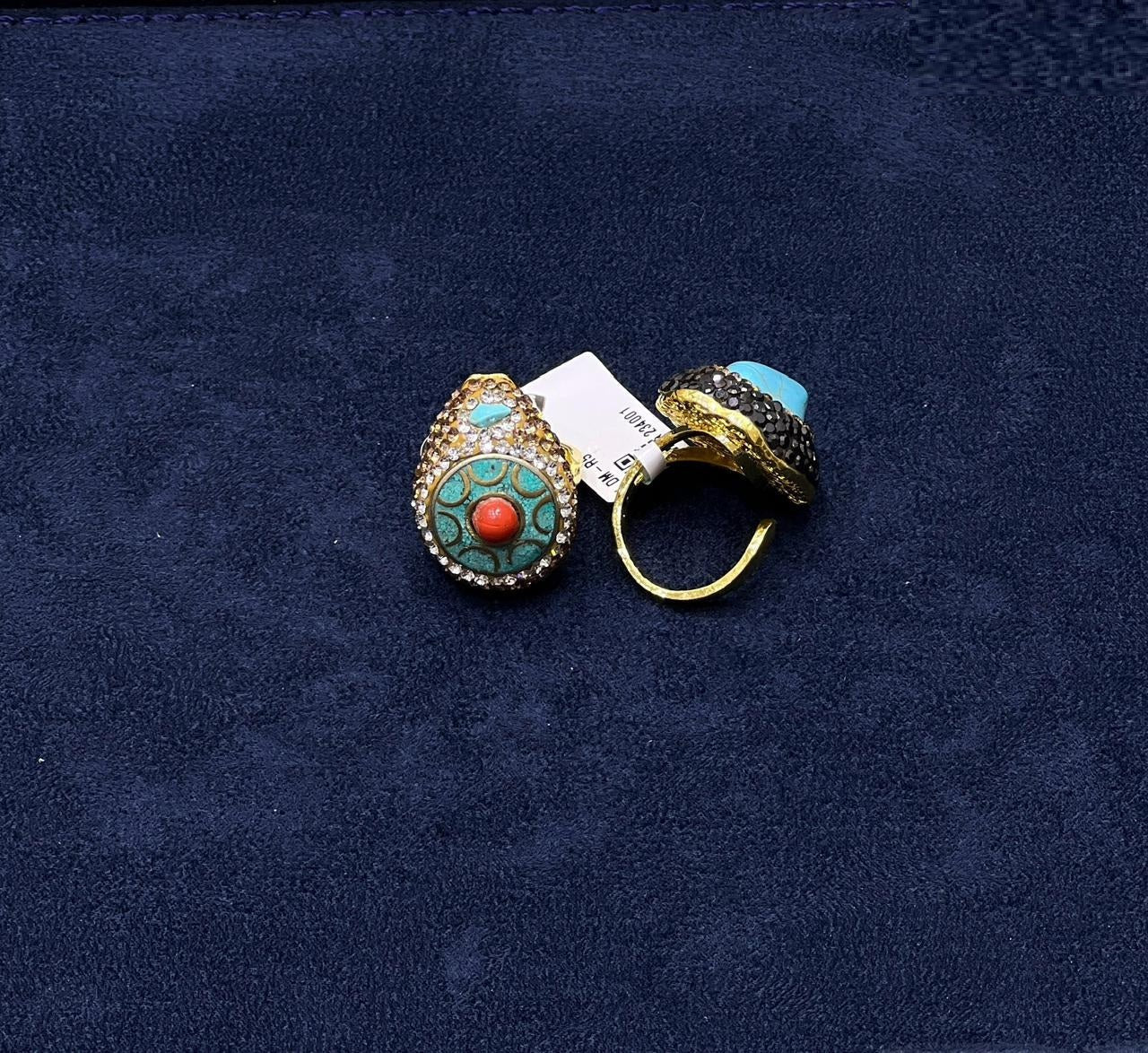 Multicolor Crystal Teardrop Statement Ring
