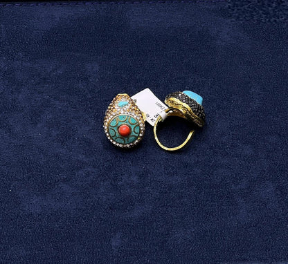 Multicolor Crystal Teardrop Statement Ring
