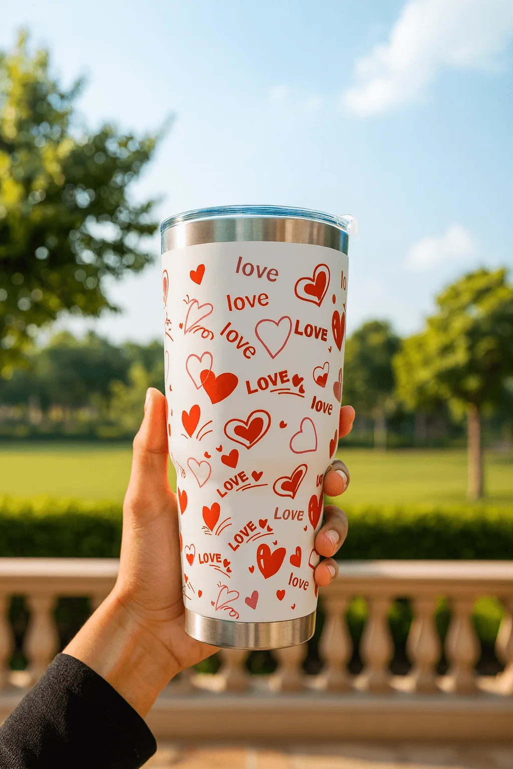 Love Print Double-Wall Insulated Stainless Steel Tumbler