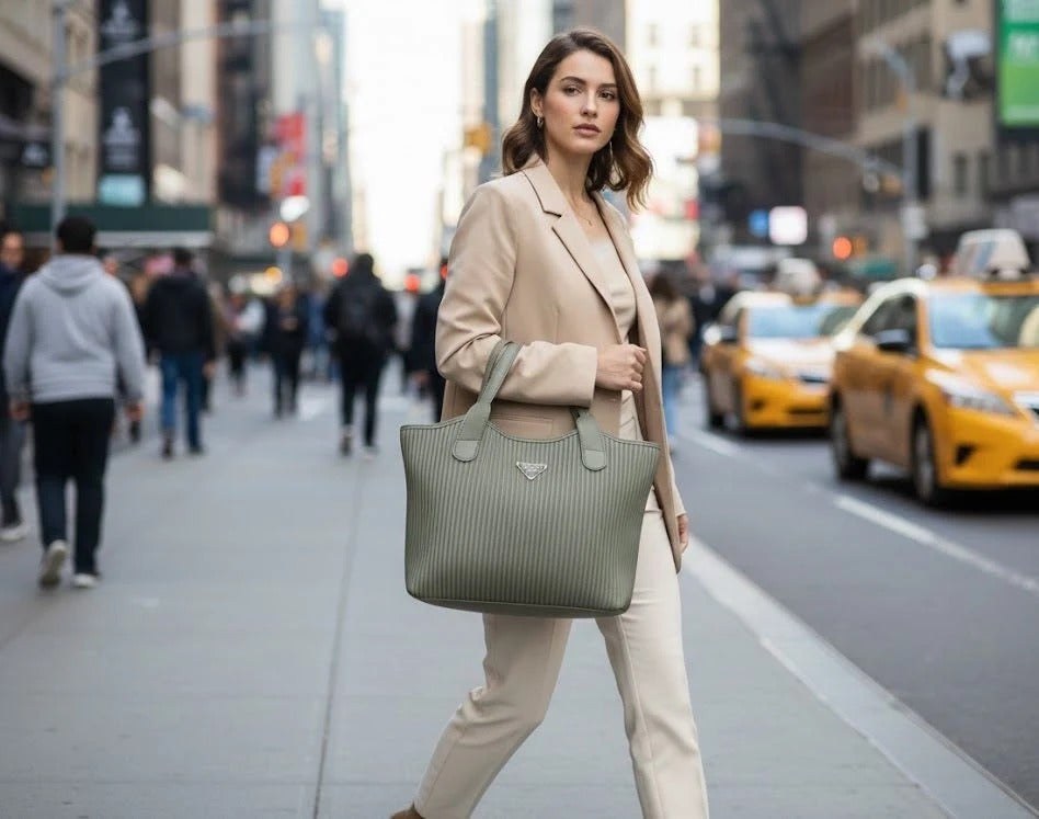 Ribbed Texture Tote Handbag for Women