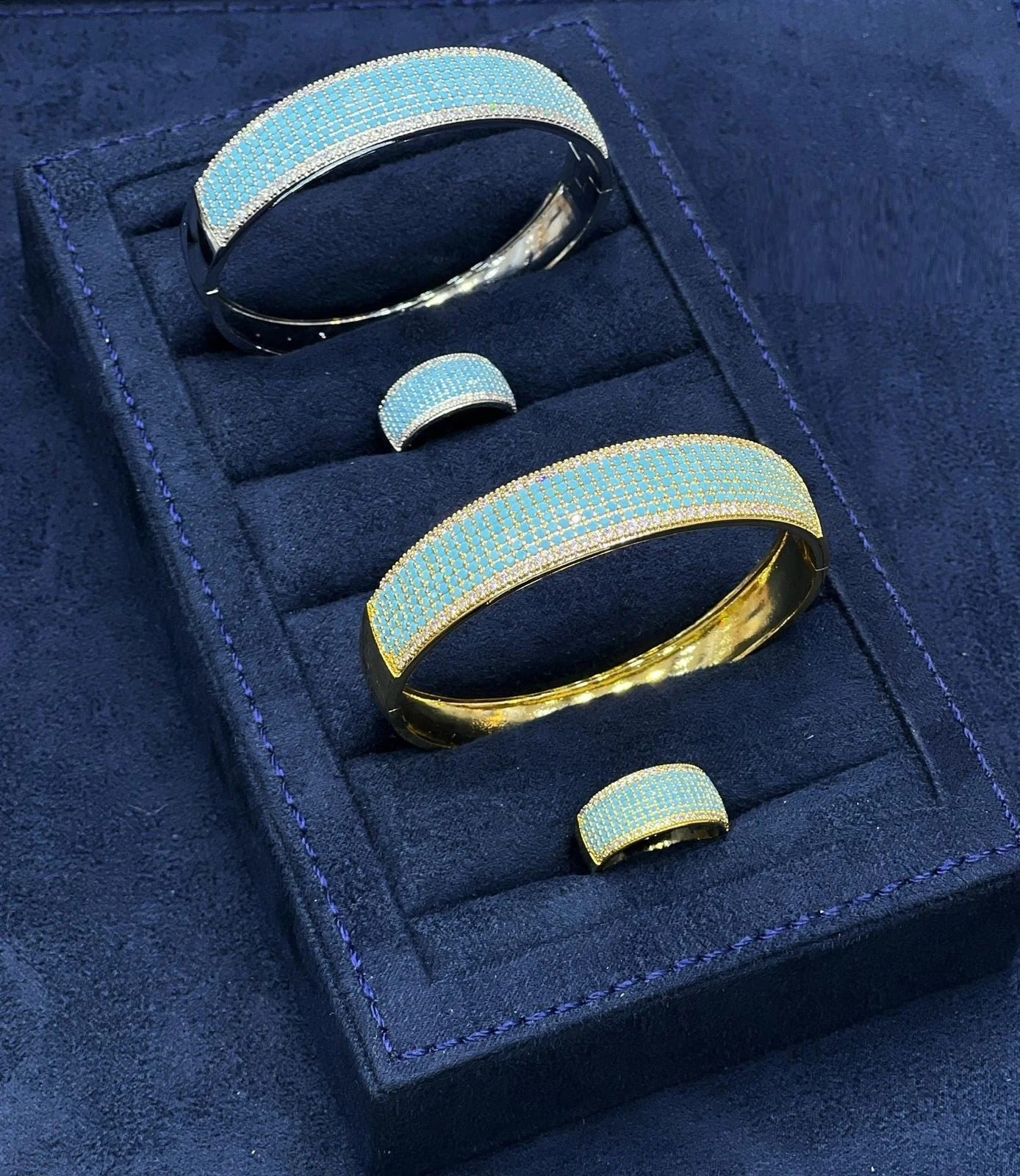 Honeycomb Luxe Crystal Bangle & Ring Set for Women