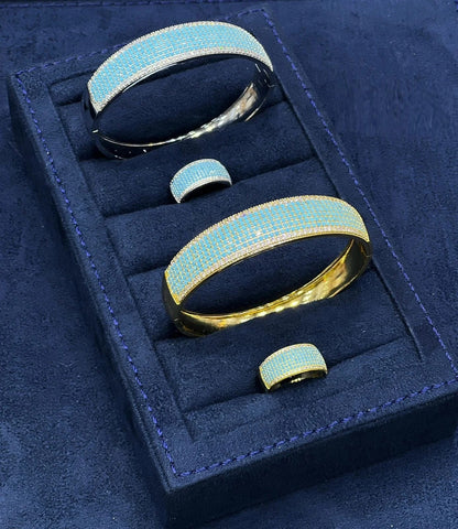 Honeycomb Luxe Crystal Bangle & Ring Set for Women