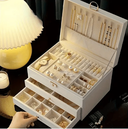 Luxury 3-Layer Jewelry Storage Box with Drawers