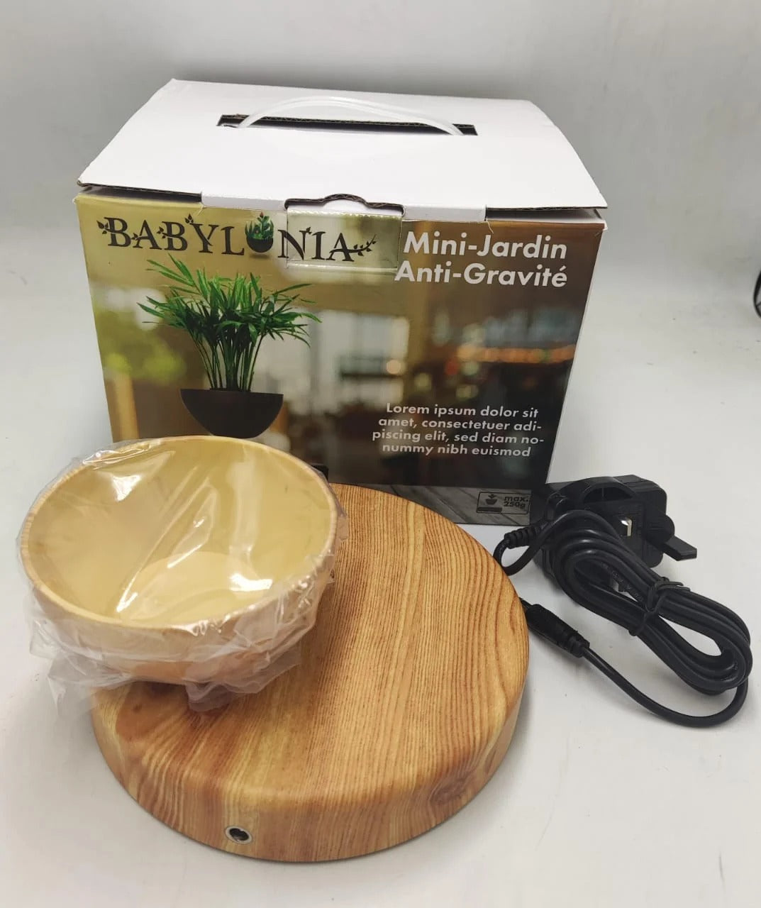 Levitating Floating Flower Pot with Wood-Base Design