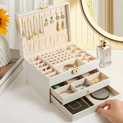 Luxury 3-Layer Jewelry Storage Box with Drawers