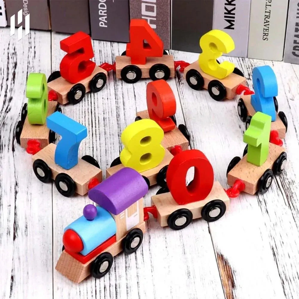 Digital Mini Number Train Wooden Educational Toy for Kids 3+