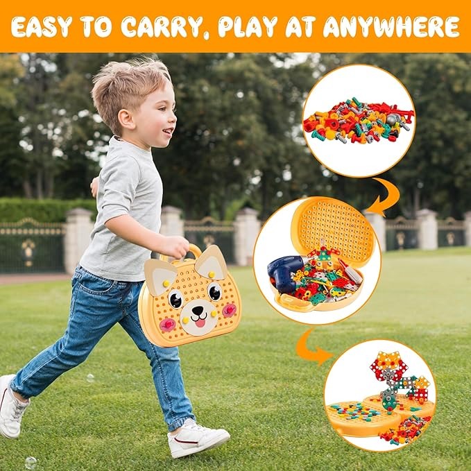 DIY Creative Screw Puzzle Suitcase – 203-Piece STEM Toy for Kids 3+