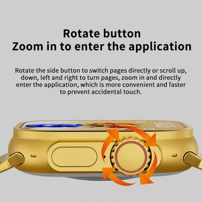 Gold Ultra Smartwatch with HD Touch Display & Fitness Tracking