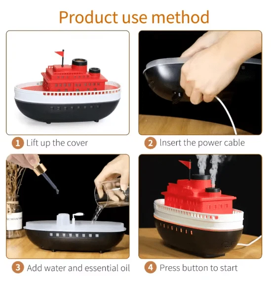 BOAT 300ML Ultrasonic Aroma Diffuser with Colorful LED Lights