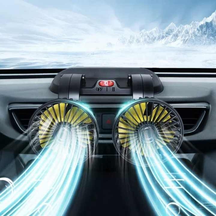 CIC922 Dual-Head 360° Car Fan with 2 Speeds