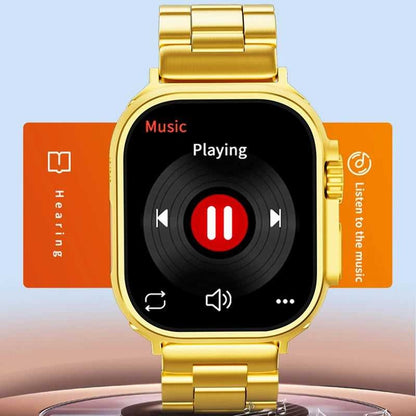 Gold Ultra Smartwatch with HD Touch Display & Fitness Tracking