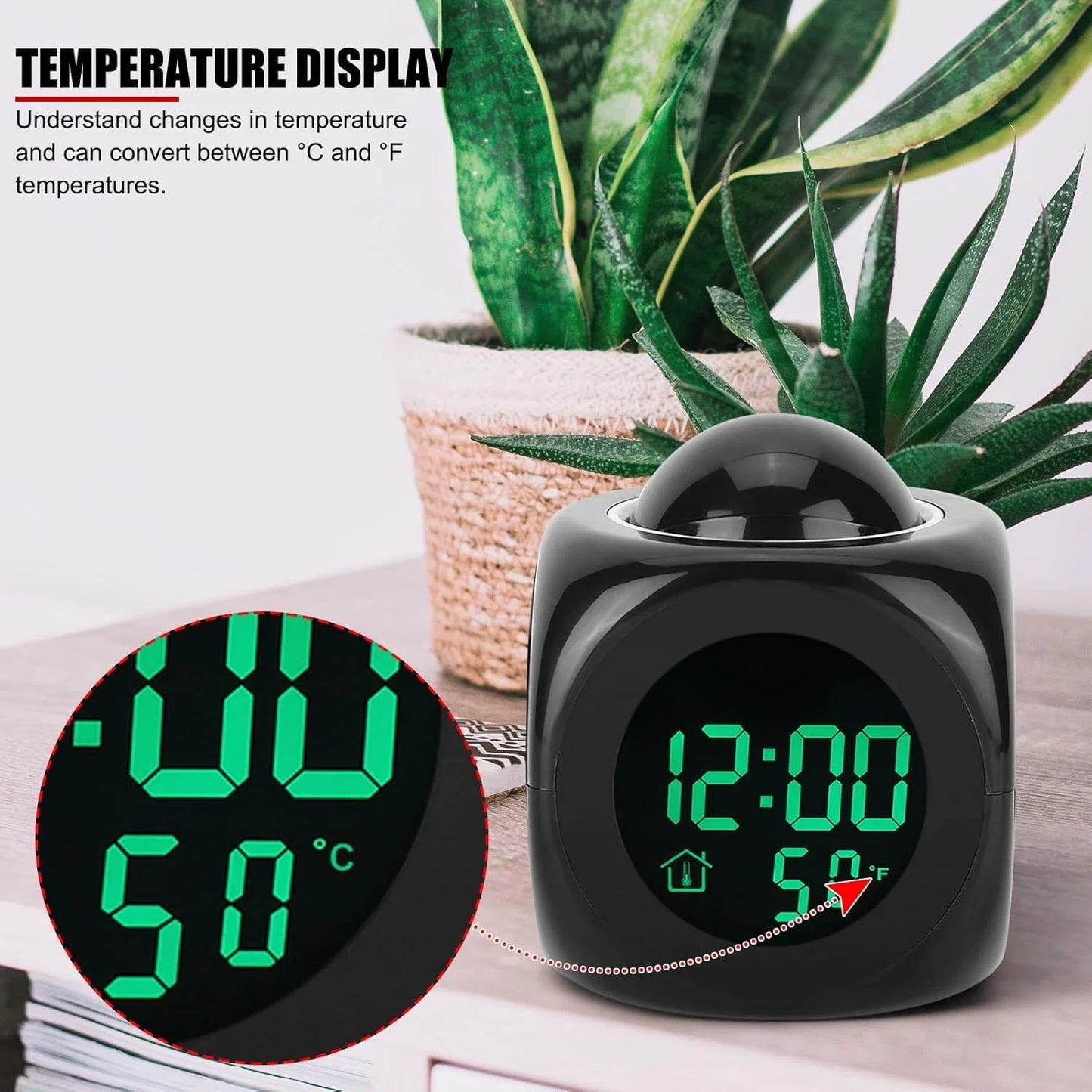 LCD Cube Digital Alarm Clock with Temperature Display
