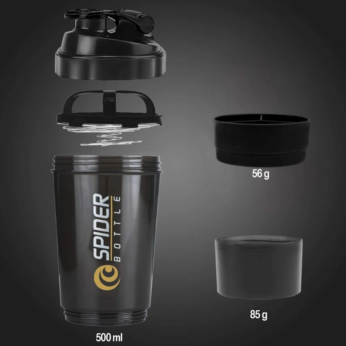 LORDEX 500ml Protein Shaker Bottle with Storage Compartments
