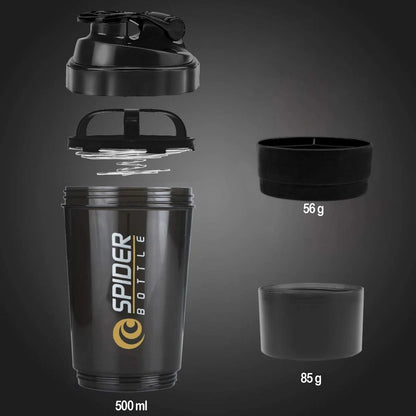 LORDEX 500ml Protein Shaker Bottle with Storage Compartments
