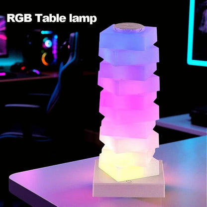 Modern LED Stack Table Lamp with Warm Ambient Light
