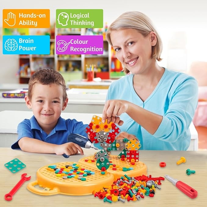DIY Creative Screw Puzzle Suitcase – 203-Piece STEM Toy for Kids 3+