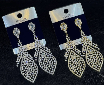 Luxury Leaf-Shaped Crystal Tassel Earrings