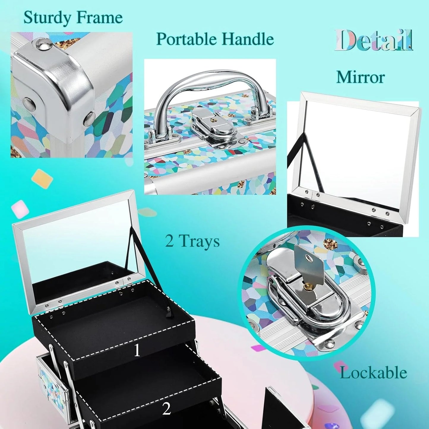 Blue Floral Hard Makeup & Beauty Storage Case