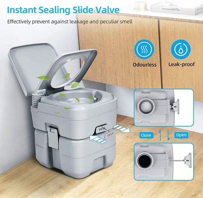 Portable Camping Toilet with Dual Tank & Manual Flush