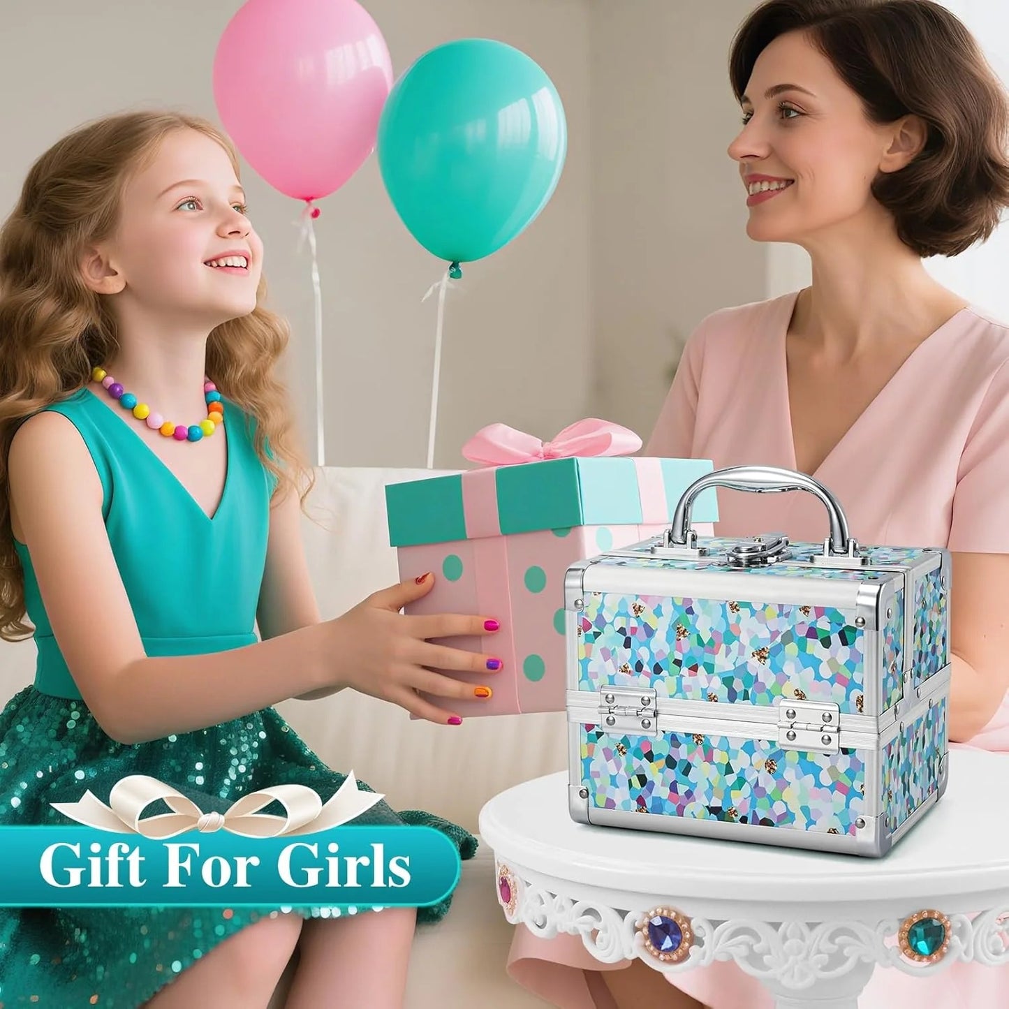 Blue Floral Hard Makeup & Beauty Storage Case