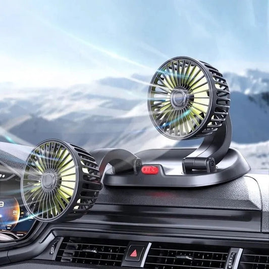 CIC922 Dual-Head 360° Car Fan with 2 Speeds