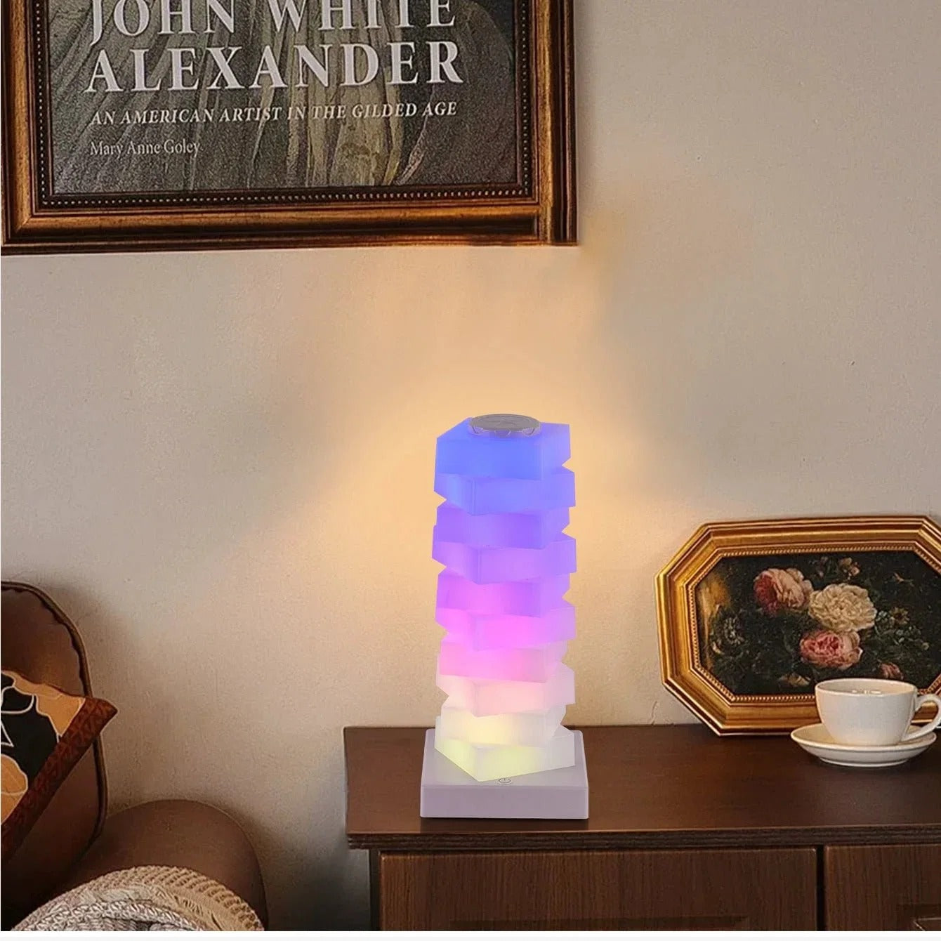 Modern LED Stack Table Lamp with Warm Ambient Light