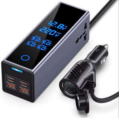 300W Car Power Inverter with Dual PD Type-C & QC3.0 USB
