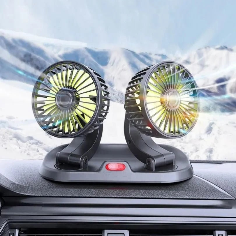 CIC922 Dual-Head 360° Car Fan with 2 Speeds