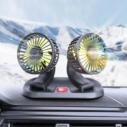 CIC922 Dual-Head 360° Car Fan with 2 Speeds