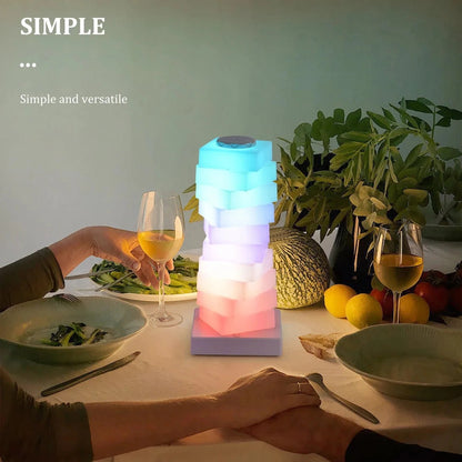 Modern LED Stack Table Lamp with Warm Ambient Light
