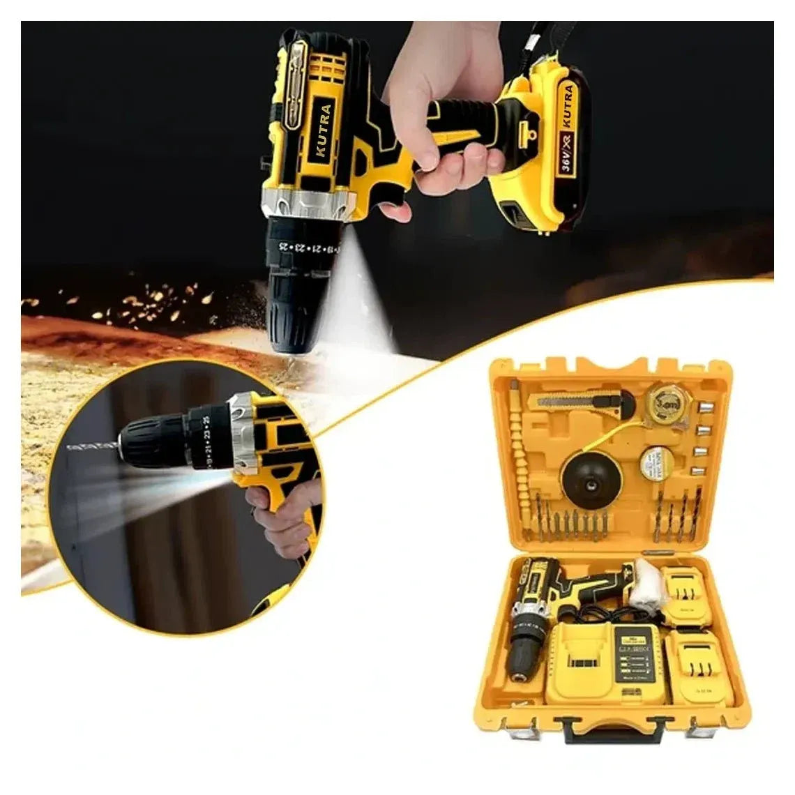 KUTRA 48V Brushless Cordless Drill with Variable Speed & Torque Control