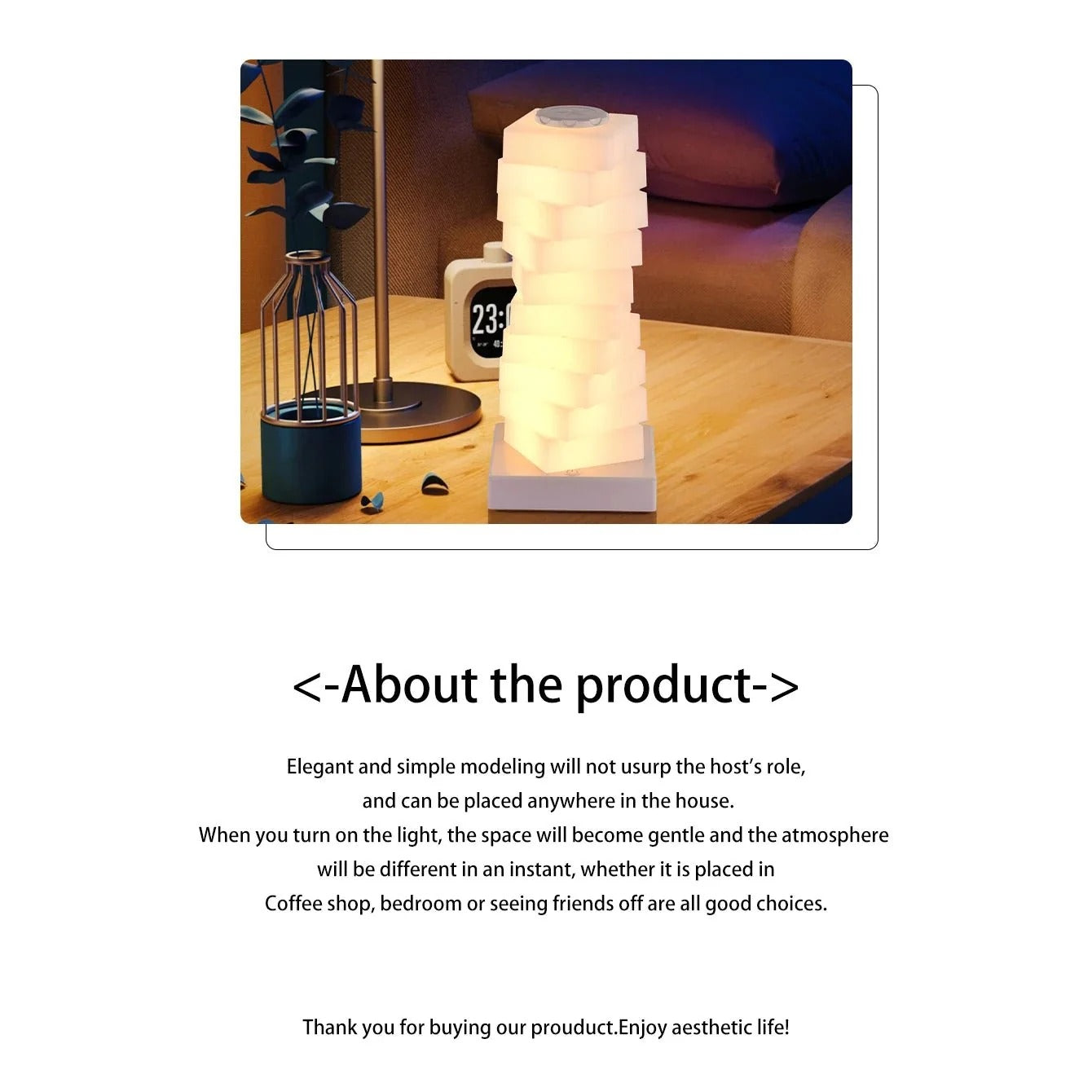 Modern LED Stack Table Lamp with Warm Ambient Light