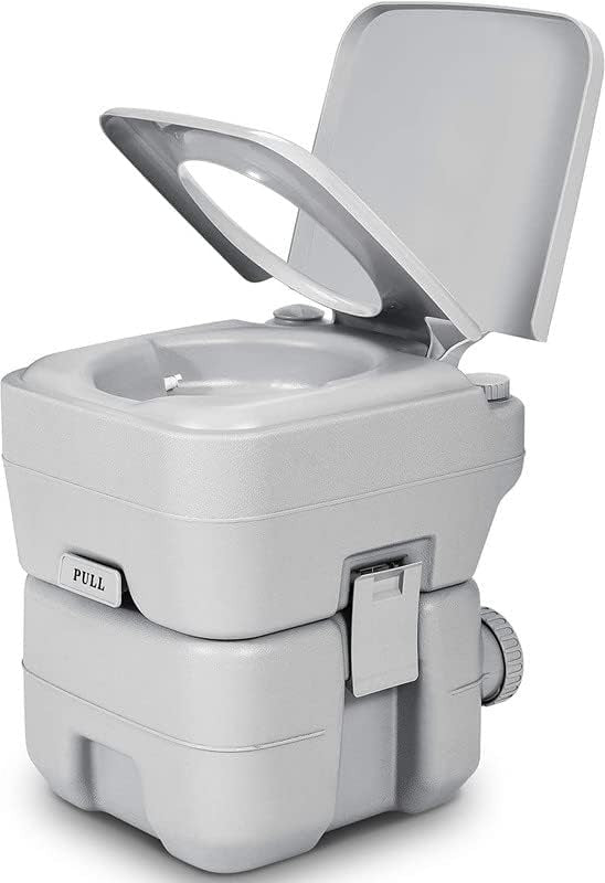 Portable Camping Toilet with Dual Tank & Manual Flush