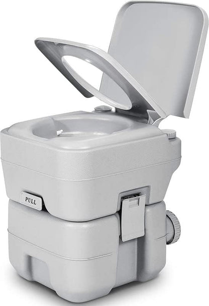 Portable Camping Toilet with Dual Tank & Manual Flush