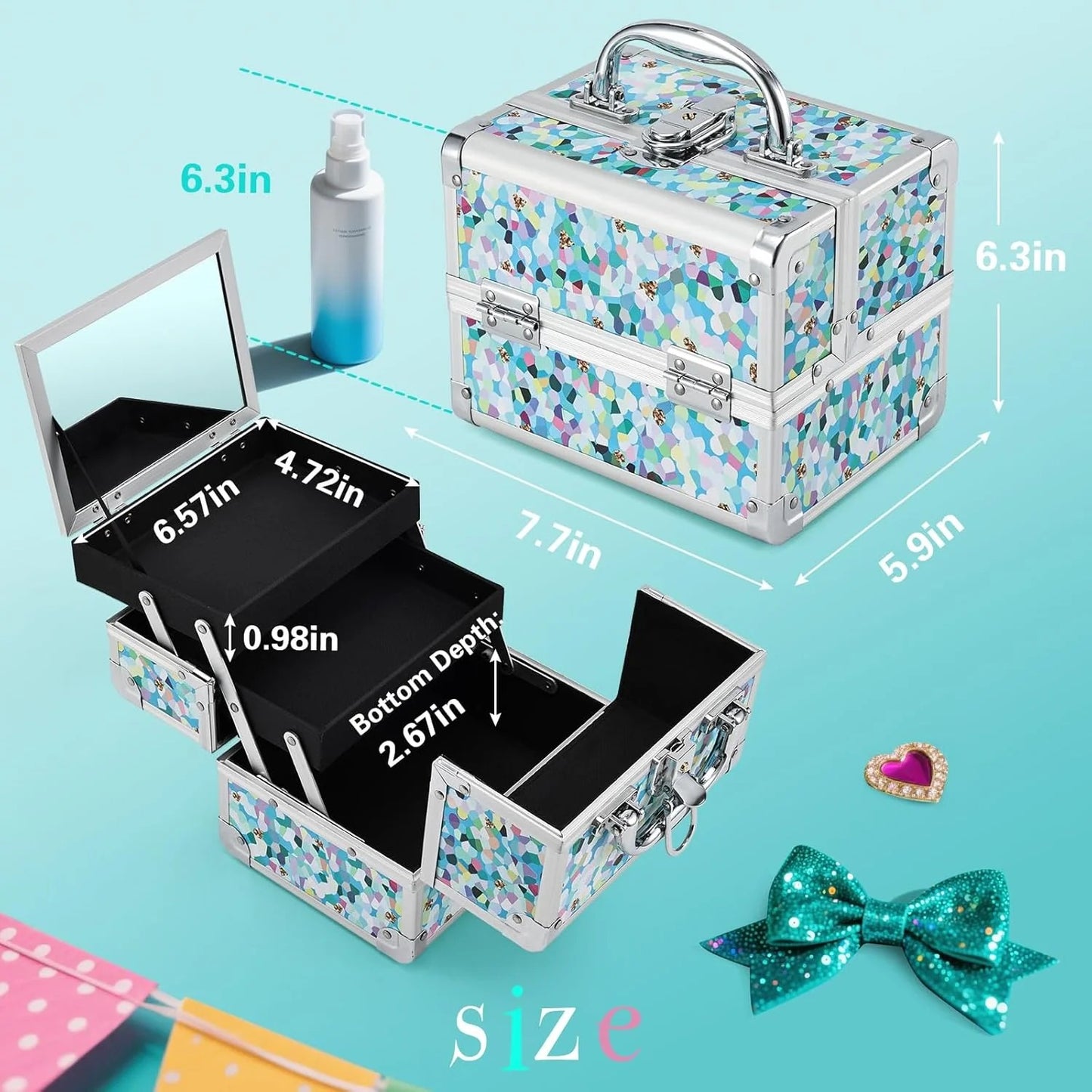 Blue Floral Hard Makeup & Beauty Storage Case