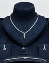 4-Piece Floral Crystal Jewelry Set with Necklace, Earrings, Bracelet & Ring