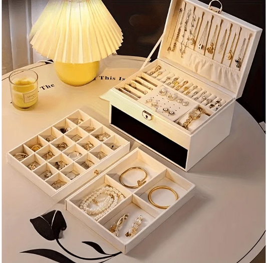 Luxury 3-Layer Jewelry Storage Box with Drawers