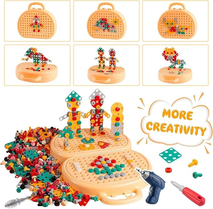 DIY Creative Screw Puzzle Suitcase – 203-Piece STEM Toy for Kids 3+