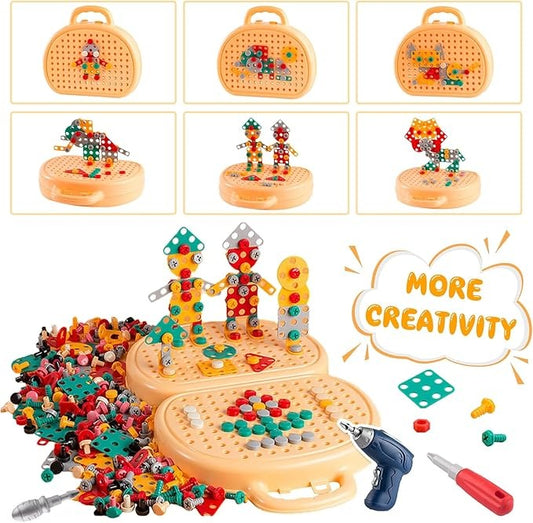 DIY Creative Screw Puzzle Suitcase – 203-Piece STEM Toy for Kids 3+