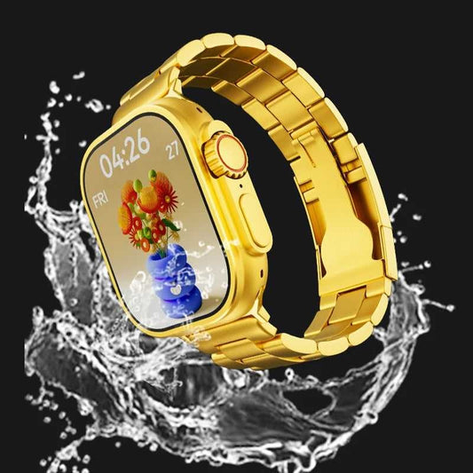 Gold Ultra Smartwatch with HD Touch Display & Fitness Tracking