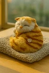 Realistic Sleeping Cat Plush Toy with Sound & Soft Cushion