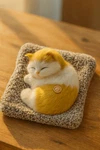 Realistic Sleeping Cat Plush Toy with Sound & Soft Cushion