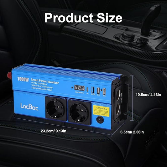 Smart DC to AC Power Inverter with USB & Safety Protection