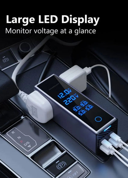 300W Car Power Inverter with Dual PD Type-C & QC3.0 USB
