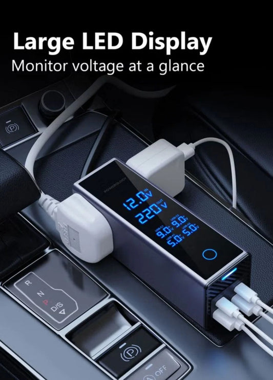 300W Car Power Inverter with Dual PD Type-C & QC3.0 USB